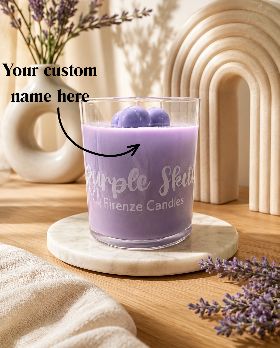 Personalised Purple Skittle Candle