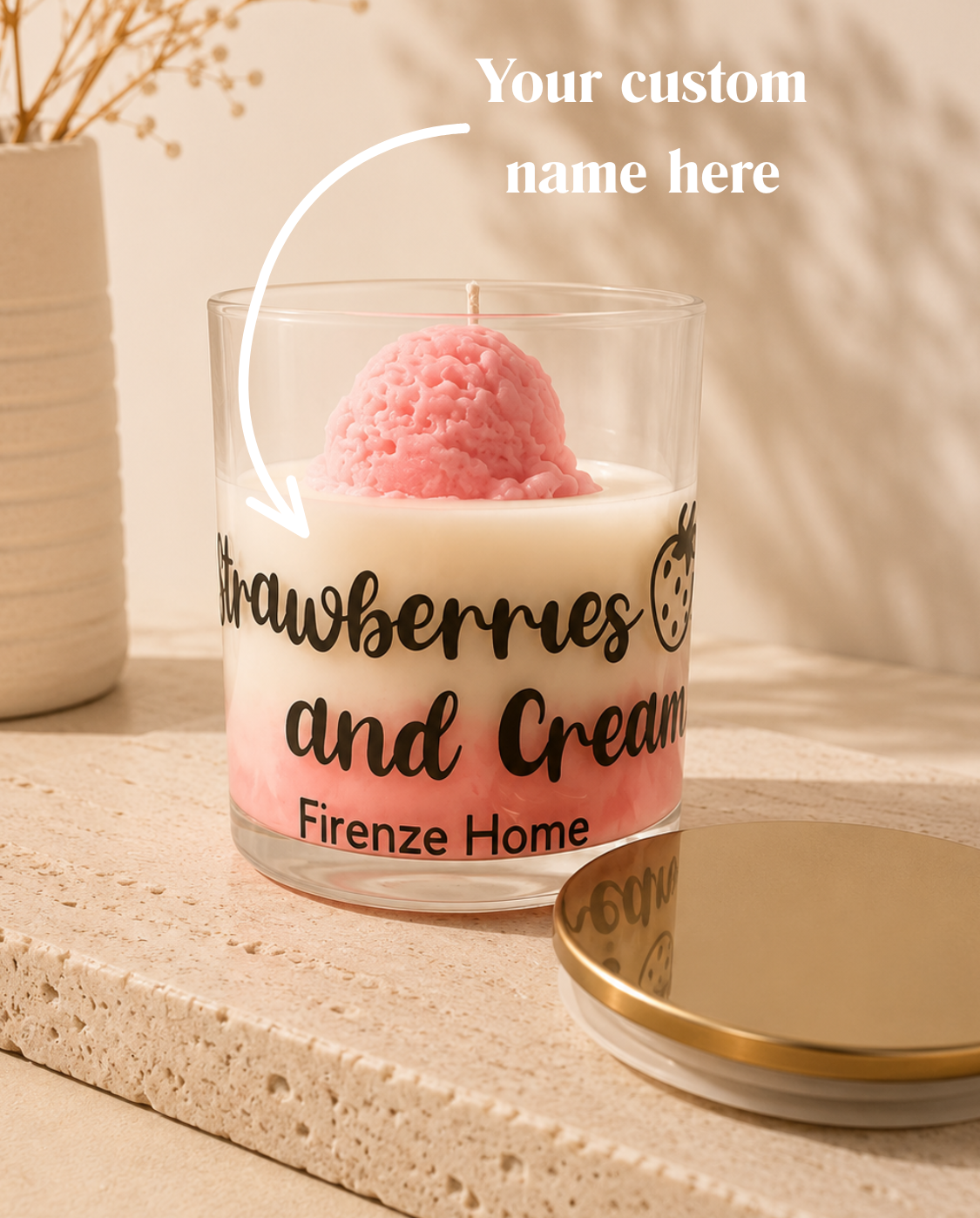 Personalised Strawberry & Cream Chupa Chup Candle