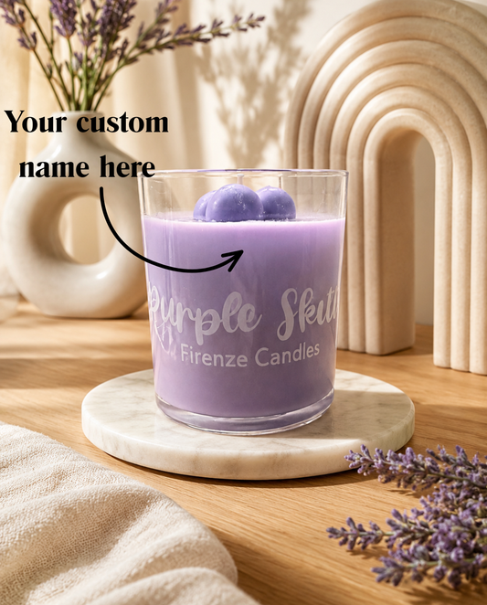 Personalised Purple Skittle Candle