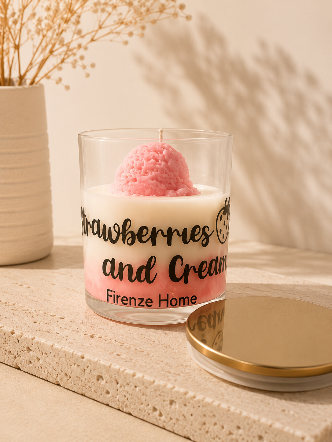 Personalised Strawberry & Cream Chupa Chup Candle