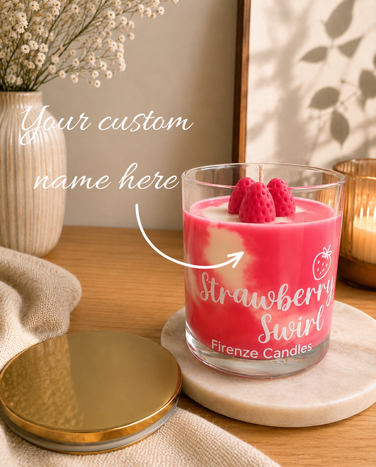 Personalised Strawberry Swirl Candle