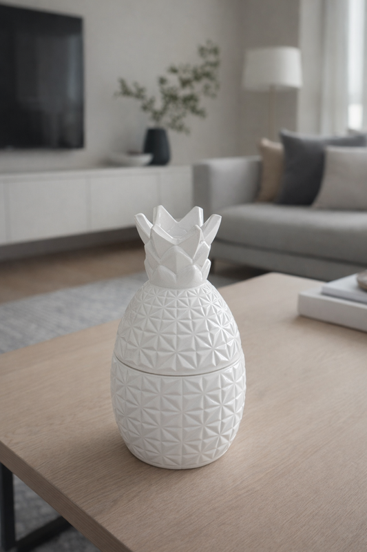 White Pineapple Jar Candle